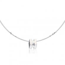 Hermes Cage d'H Necklace White in Lacquer With Gold